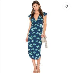 Wayf Navy Floral Midi Dress